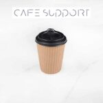لیوان کاغذی یکبار مصرف دو جداره طرح کرافت با درب مشکی (120 میلی لیتر)